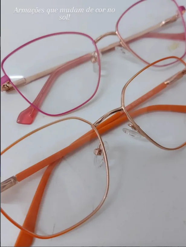 Armações rosa e laranja